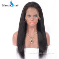 Straight #1B Natural Color Hand Knotted Full Lace Wigs Brazilian Human Hair